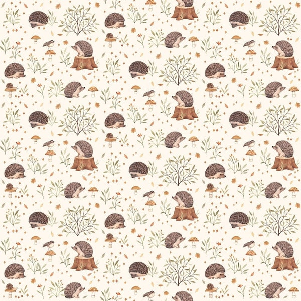 Hedgehog Fabric / Woodland Fabric / Deer Fabric / Little Forest / Dear Stella