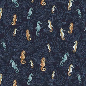 Sofishticated / Seahorse Fabric / Nautical Fabric / Ocean Fabric / Beach Fabric / Hook Line and Sinker / Dear Stella Designs