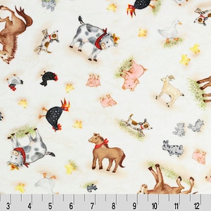 Barn Buddies Minky/ Farm Fabric/ Farm Animal Fabric/ Rustic Fabric/ Country Minky/ Kids Minky/ Baby Minky/ Farm Minky/ Rustic Minky