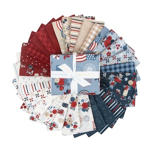 Red White and True Fat Quarter Bundle / Patriotic Fabric / Red, White and Blue Bundle / Americana Fabric