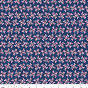 Navy Pinwheel Fabric / Patriotic Fabric / Americana Fabric / Land of Liberty / Riley Blake Designs