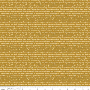 A Pear-fect Christmas Calling Words Gold / Christmas Fabric / Riley Blake Designs