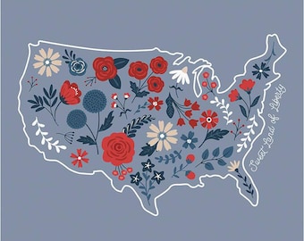 Panel "Tierra de la Libertad", rojo, blanco y verdaderamente dulce / Panel Americana / Tela Riley Blake