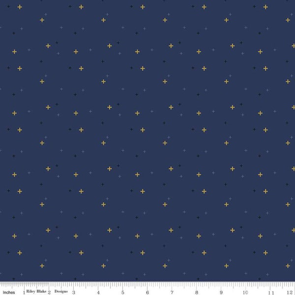 Navy Pluses / Navy Sparkle Fabric / Blue Pluses / Sparkler Collection / Riley Blake Designs