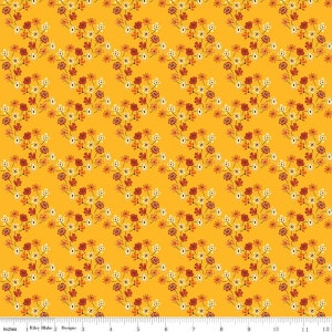 Fall&#39;s in Town Floral Gold Fabric / Pumpkin Fabric / Fall Fabric / Autumn Fabric / Riley Blake Designs