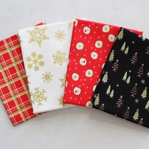 Mini Christmas Fabric Bundle / Christmas Fat Quarter Bundle / Holiday Fabric / Santa Fabric