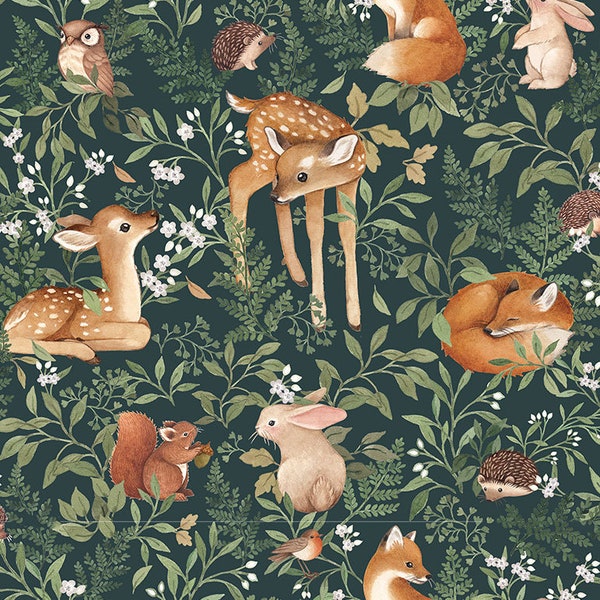 Little Fawn and Friends Main Fabric / Woodland Fabric / Deer Fabric / Little Fawn and Friends / Dear Stella