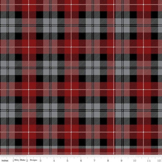 Chic Red Beige Black White Tartan Plaid Pattern Digital Art by LC