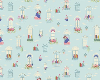Light Blue Windows Fabric: Beauty and the Beast Collection