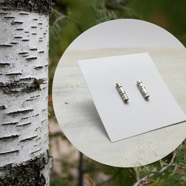 Birch earrings, inspired by the bark of the trees. Sterling silver.