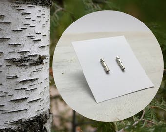 Birch earrings, inspired by the bark of the trees. Sterling silver.