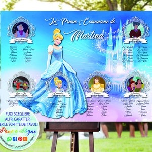 Tableau de mariage per nozze, battesimo, compleanni personalizzabile tema CENERENTOLA file digitale