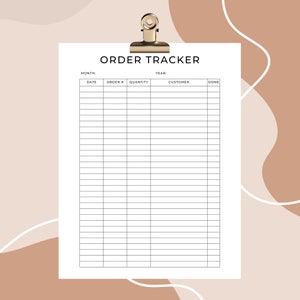 Order Tracker Printable PDF