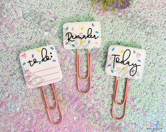 Sparkly Confetti Planner Paper Clip Bookmark, Task Organizer