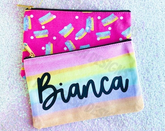 Personalized Name Pouch| Pencil Pouch| Makeup Bag| Travel Pouch| Pencil Pouch With Name| Rainbow Pencil Pouch| Colorful Makeup Bag| Unique