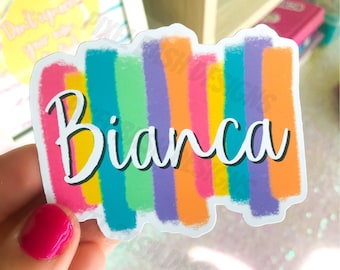 Personalized Name Sticker | Pink Doodle Vinyl Decal, School Labels