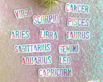 Zodiac Sign Sticker|Stamped Effect|Water Resistant|Libra|Aries|Virgo|Cancer|Taurus|Capricorn|Sagittarius|Aquarius|Scorpio|Gemini|Pisces)