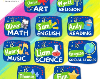 Custom School Subject Vinyl Stickers | Personalized Labels