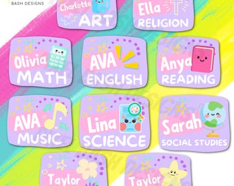 Pastel Custom School Subject Label Pack| Create Your Own Pack Vinyl Sticker| School Stickers | School Labels| Back to School Labels| Pastel