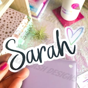 Personalized Name W/WO Heart Vinyl, WaterProof or Resistant, Die-Cut Sticker| Name Sticker| Custom Name Sticker| Name Labels| Party Favor