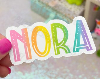Pastel Gradient Custom Name Sticker | Waterproof Vinyl Die-Cut (Holographic)