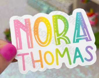 Personalized Pastel Gradient Name Sticker | Vinyl, Waterproof, Holographic Die-Cut Sticker