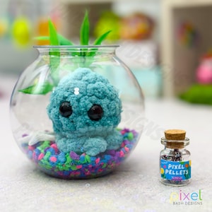 Pixel Bash Pet Octopus |Desk Pet|Classroom Pet| Crochet Gifts |No Mess Crochet Pet|Study Buddy |Unique Gifts |Fun Gifts|Gifts for Teachers