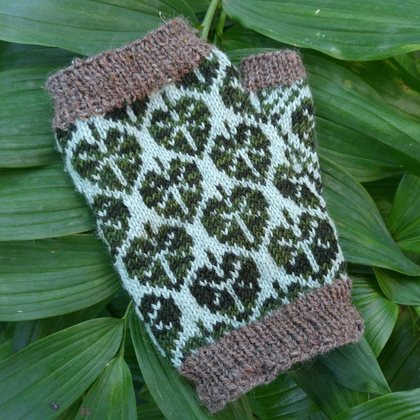 Garden Leaf Mitts - PDF Knitting Pattern - Fingerless Mitts