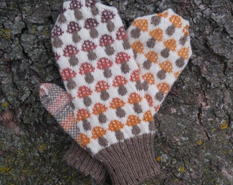 Amanita Mushroom Mittens - PDF Knitting Pattern - Colourwork Mittens
