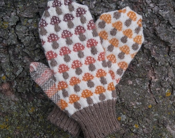 Amanita Mushroom Mittens - PDF Knitting Pattern - Colourwork Mittens