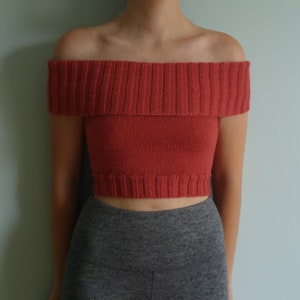 Fold Over Crop Top - PDF Knitting Pattern - Knit Top