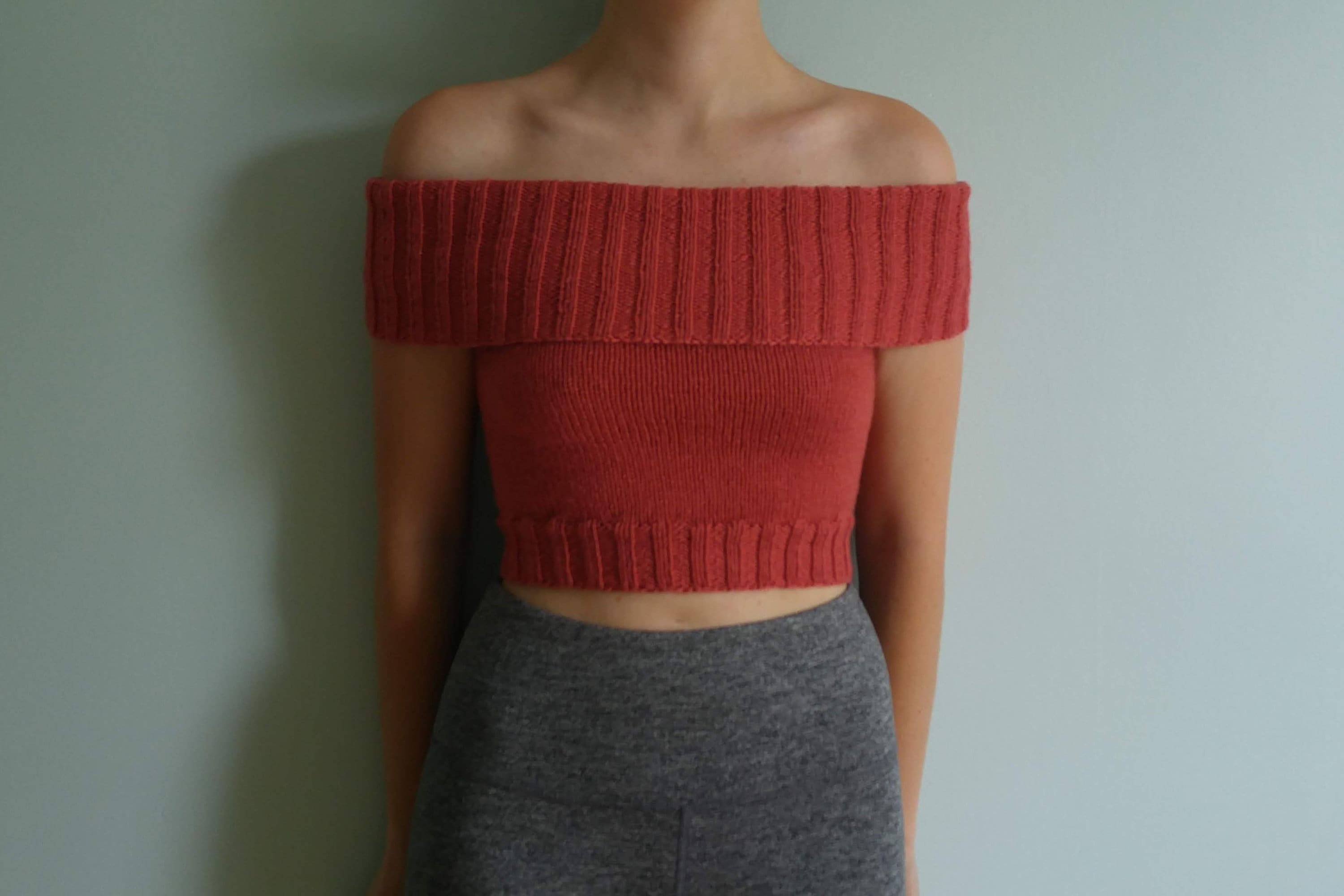 Fold Over Crop Top - PDF Knitting Pattern - Knit Top - Etsy Fold Over Crop Top - PDF Knitting Pattern - Knit Top - Etsy