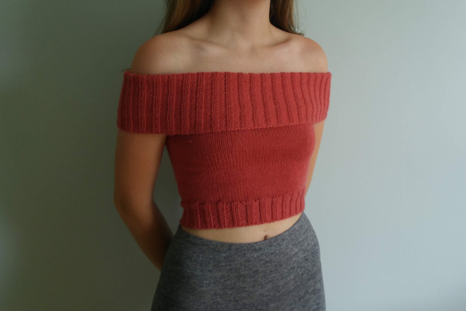 Fold Over Crop Top PDF Knitting Pattern Knit Top Etsy