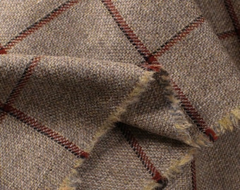 Silver Windowpane 100% Wool Tweed Fabric UK Made Cloth  **Sold By The Half-Metre** Not Harris Beautiful British Made Wool Fabric!