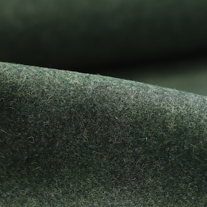 May include: Close-up of a dark green felt fabric with a textured surface.