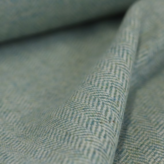 Mint Green Fine Cotton Tweed Fabric, Tweed Fabric by the Yard for