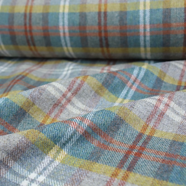 Chartreuse Plaid 100% Wool Tweed Fabric UK Made Cloth  **Sold By The Half-Metre** Not Harris - Beautiful British Made Wool Fabric!