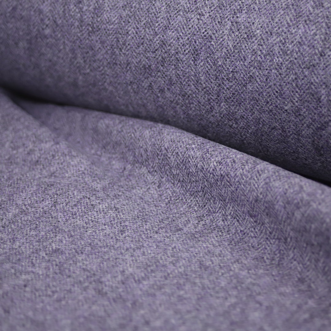 くすんだ紫のヘリンボーン柄 100% ウール ツイード生地 英国製 **0.5