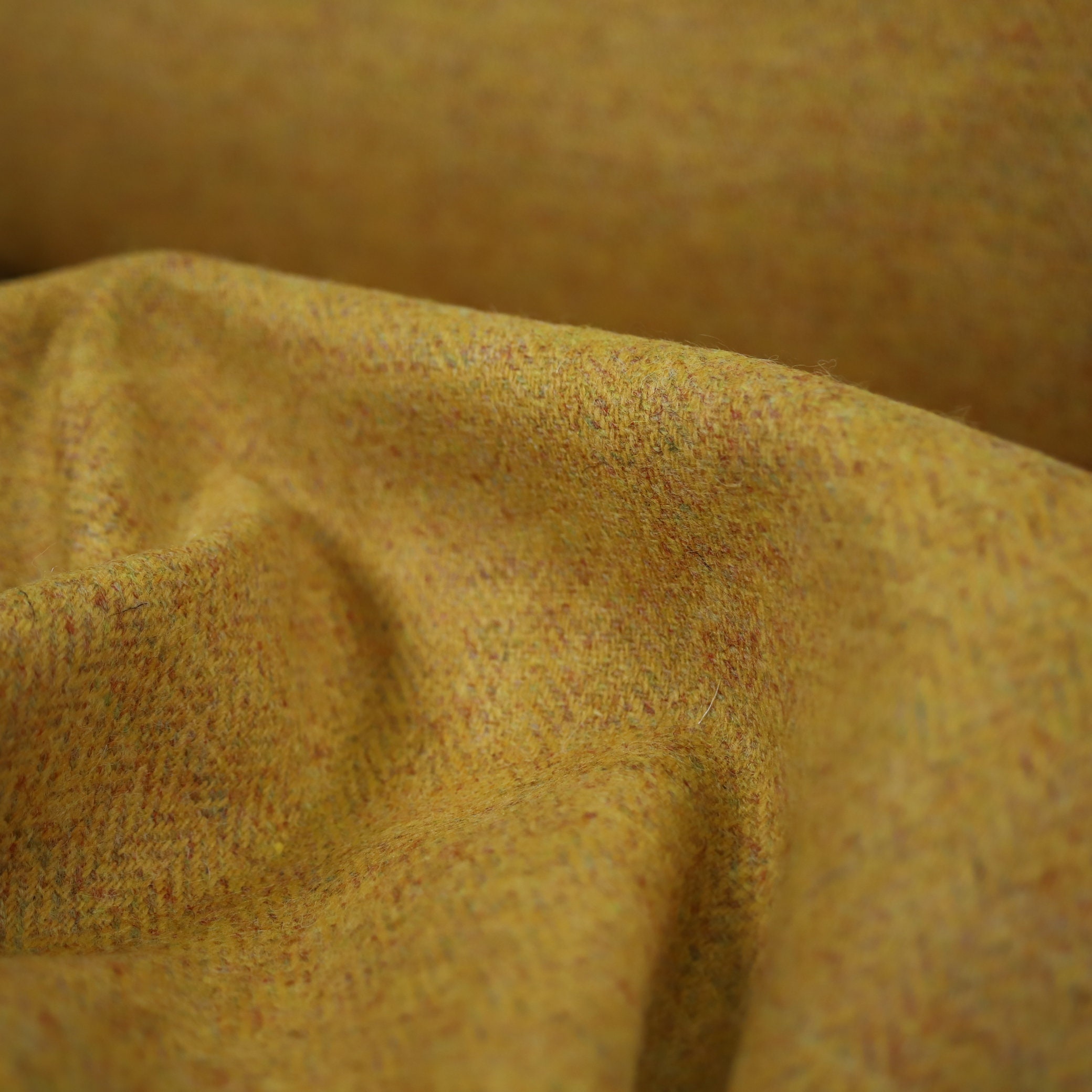 Mustard Yellow Herringbone 100 Wool Tweed Fabric UK Made Etsy