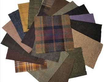 6 pulgadas - Paquetes de 20 piezas - Piezas de tela de tweed 100% lana de fabricación británica de 15 cm x 15 cm *No Harris