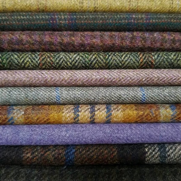 4 inch - Packs of 20 Pieces - British Made 100% Wool Tweed Fabric Pieces 10cm x 10cm *Not Harris