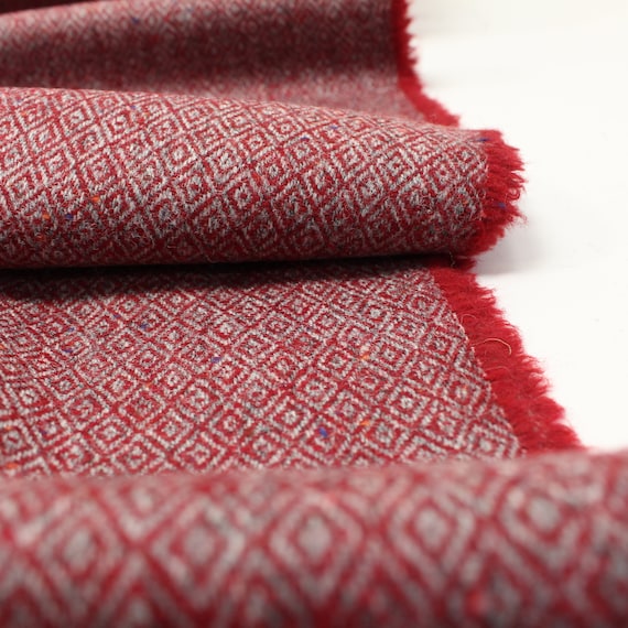 Crimson Diamond Donegal Fleck 100 Wool Tweed Fabric UK Made Cloth