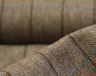 Woodland Windowpane 100% Wool Tweed Fabric UK Made Cloth  **Sold By The Half-Metre** Not Harris - Beautiful British Made Wool Fabric!