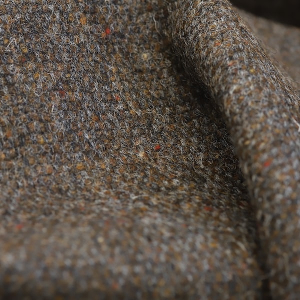 Woodland Brown Flecked 100% Wool Tweed Fabric UK Made Cloth  **Sold By The Half-Metre** Not Harris - Beautiful British Made Wool Fabric!