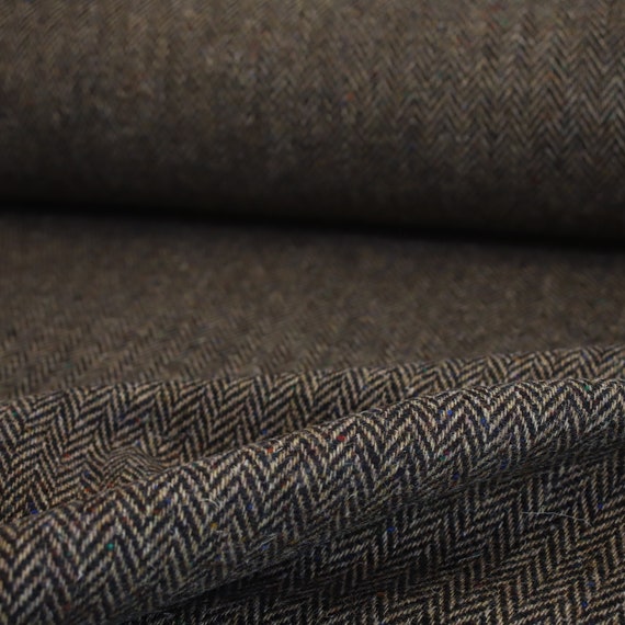 Brown Rainbow Fleck Large Herringbone 100% Wool Tweed UK Made - Etsy