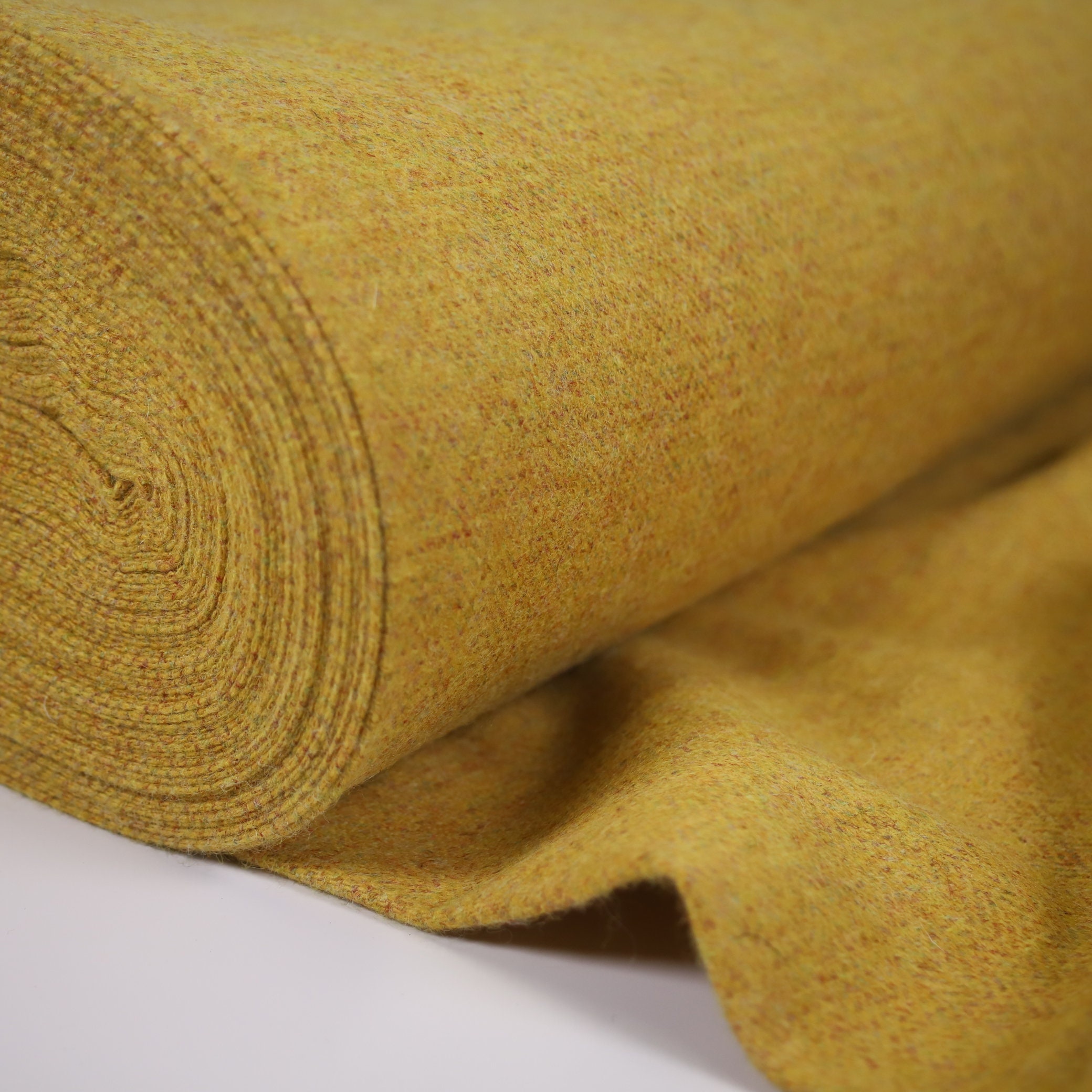 Mustard Yellow Herringbone 100 Wool Tweed Fabric UK Made Etsy