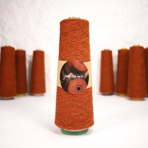 Weaving Wool Fine Shetland Type - 250g Cone UK Spun 1/9N Yarn 100% Pure Wool for Tweed Fabric - Burnt Orange