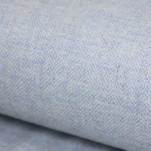 Cloud Blue Herringbone 100% Wool Tweed Fabric UK Made Cloth  **Sold By The Half-Metre** Not Harris - Beautiful British Made Wool Fabric!