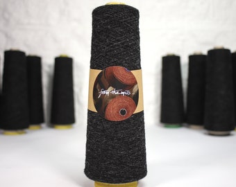 Weaving Wool Fine Shetland Type - 250g Cone UK Spun 1/9N Yarn 100% Pure Wool for Tweed Fabric - Charcoal