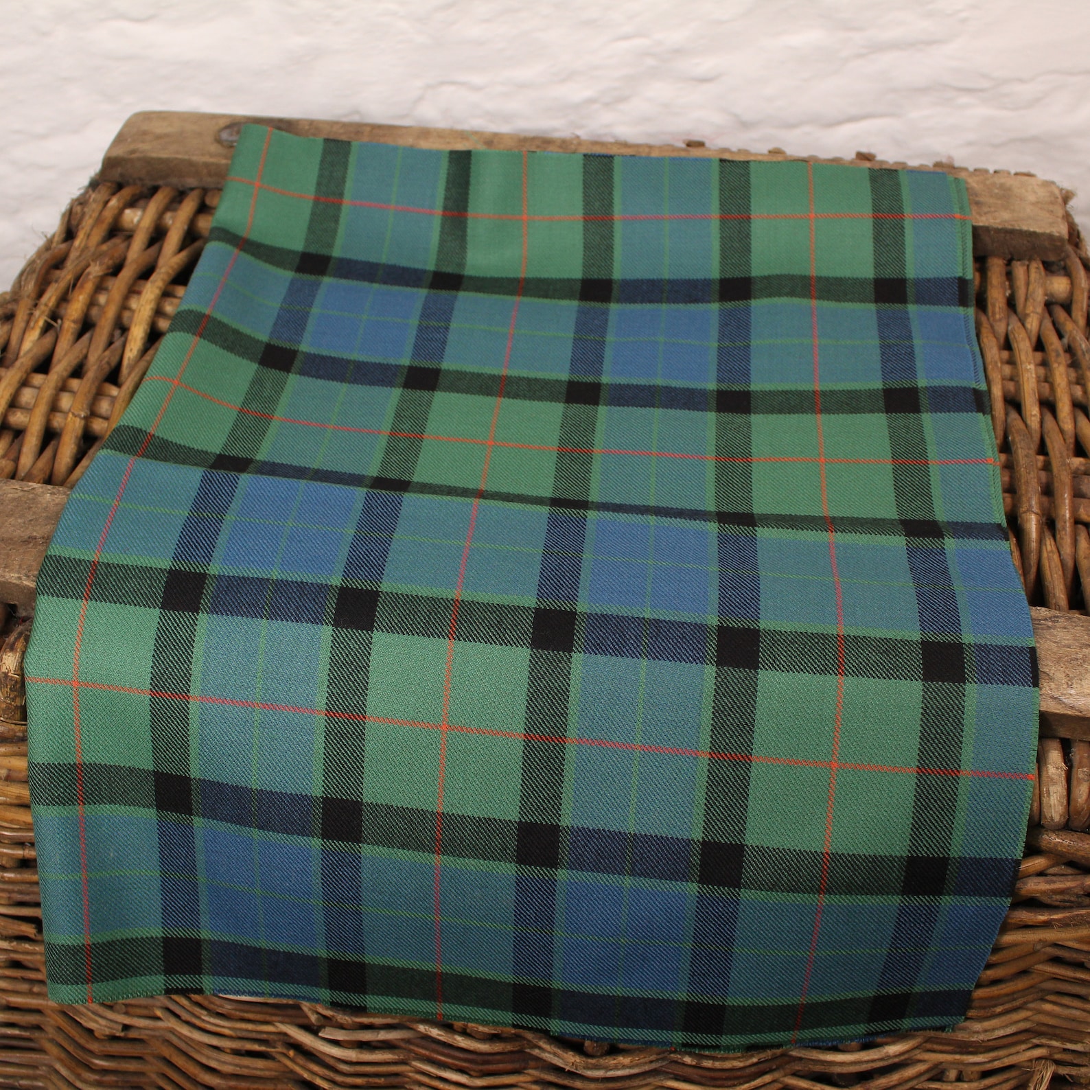 Men's Pure Wool Tartan Tie - Gunn Ancient, Handmade In Scotland, 55.9 Inches Long